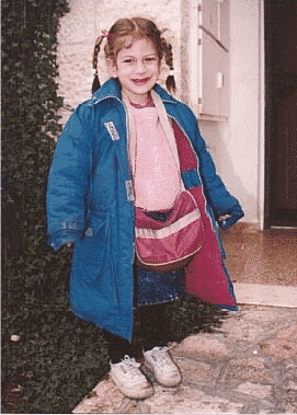 Malki at front door, Jerusalem, February 1990