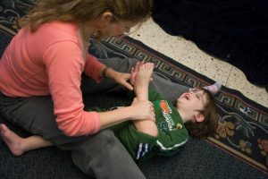 Therapist and boy