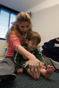 Therapist and boy